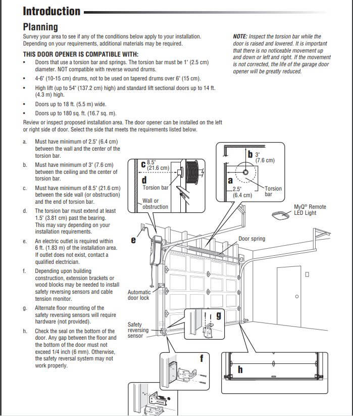 8500W GARAGE DOOR INSTALLATION REQUIREMENTS AND PLANNING